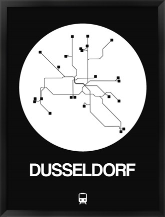 Framed Dusseldorf White Subway Map Print