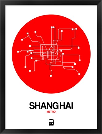 Framed Shanghai Red Subway Map Print