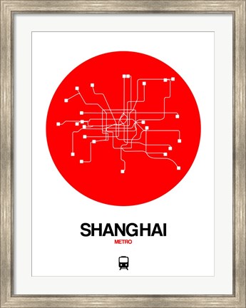 Framed Shanghai Red Subway Map Print