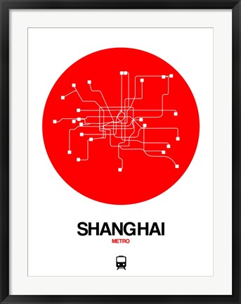 Framed Shanghai Red Subway Map Print