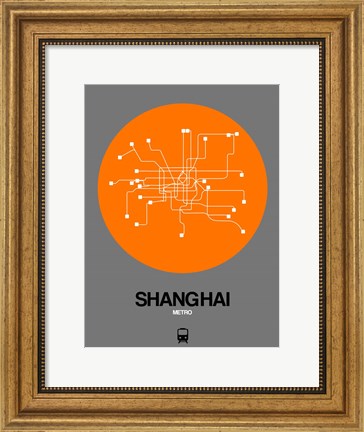 Framed Shanghai Orange Subway Map Print