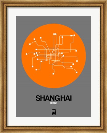 Framed Shanghai Orange Subway Map Print