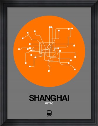 Framed Shanghai Orange Subway Map Print