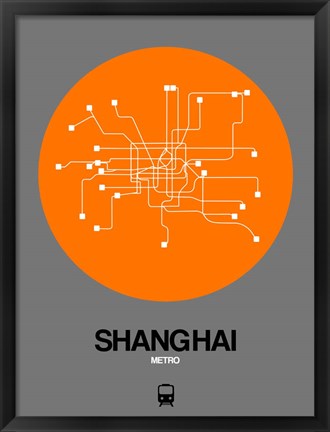 Framed Shanghai Orange Subway Map Print