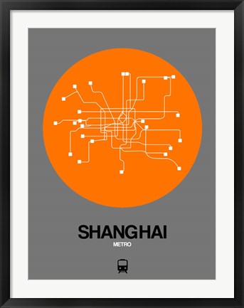 Framed Shanghai Orange Subway Map Print