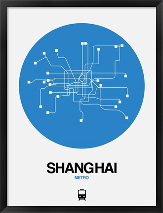 Framed Shanghai Blue Subway Map Print