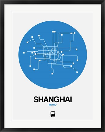 Framed Shanghai Blue Subway Map Print