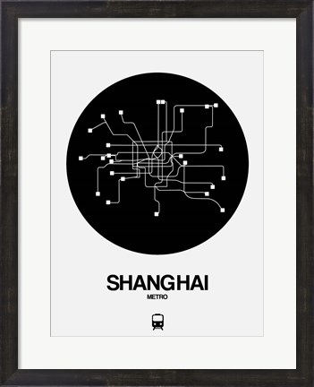 Framed Shanghai Black Subway Map Print