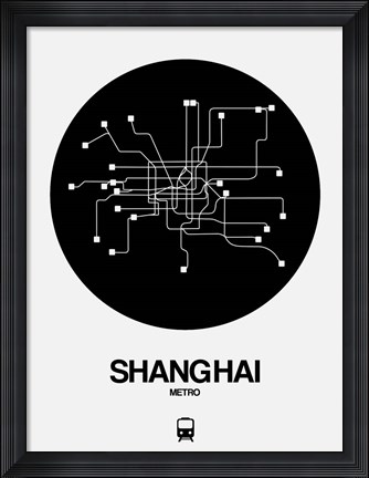 Framed Shanghai Black Subway Map Print