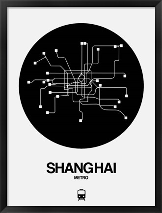 Framed Shanghai Black Subway Map Print