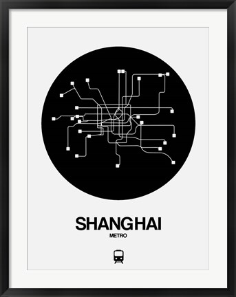 Framed Shanghai Black Subway Map Print