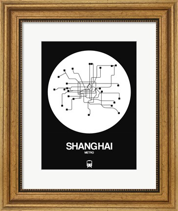 Framed Shanghai White Subway Map Print