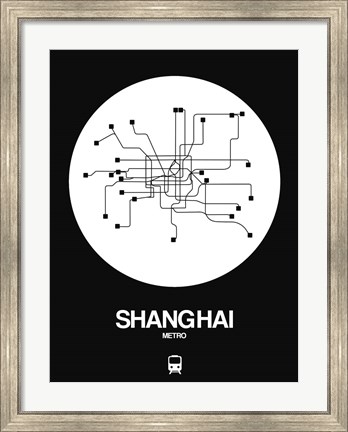 Framed Shanghai White Subway Map Print