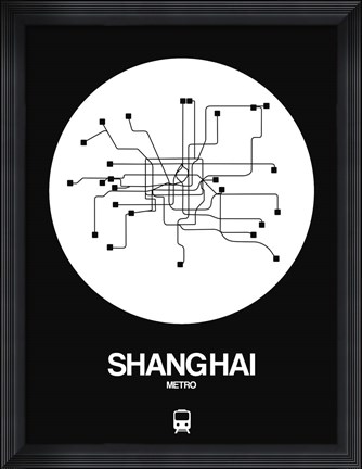 Framed Shanghai White Subway Map Print