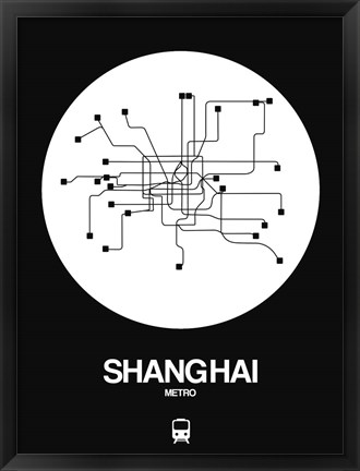 Framed Shanghai White Subway Map Print