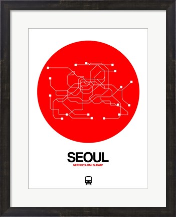 Framed Seoul Red Subway Map Print