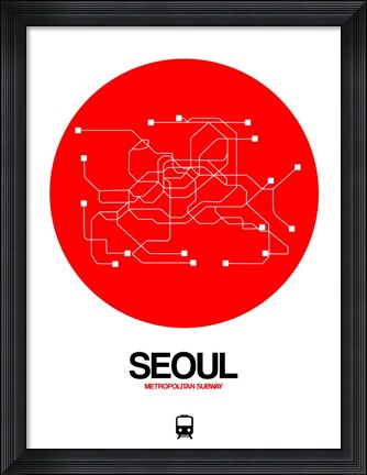 Framed Seoul Red Subway Map Print