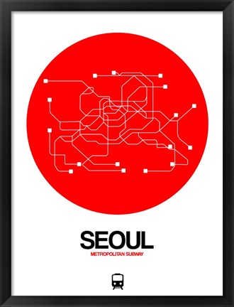 Framed Seoul Red Subway Map Print