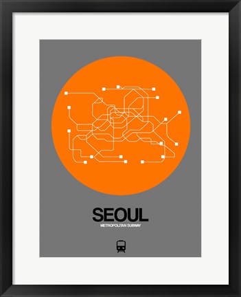 Framed Seoul Orange Subway Map Print