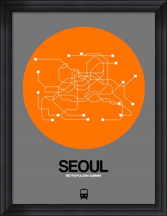 Framed Seoul Orange Subway Map Print
