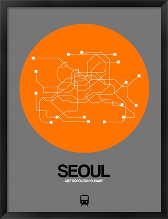 Framed Seoul Orange Subway Map Print