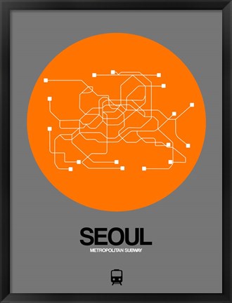 Framed Seoul Orange Subway Map Print