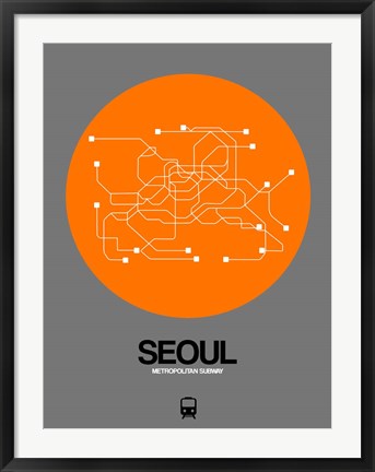 Framed Seoul Orange Subway Map Print