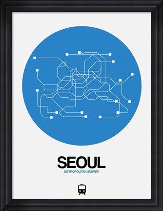 Framed Seoul Blue Subway Map Print