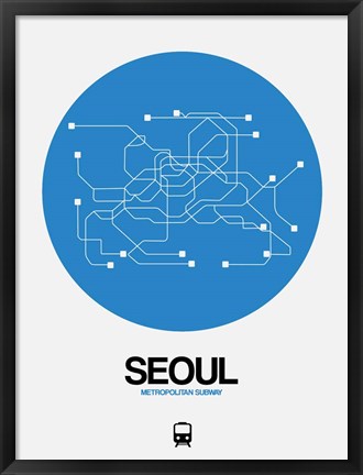 Framed Seoul Blue Subway Map Print