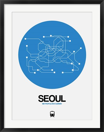 Framed Seoul Blue Subway Map Print