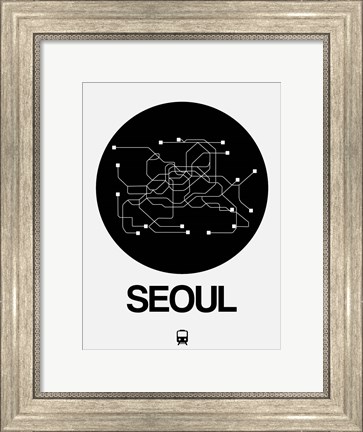 Framed Seoul Black Subway Map Print