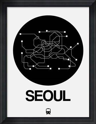 Framed Seoul Black Subway Map Print