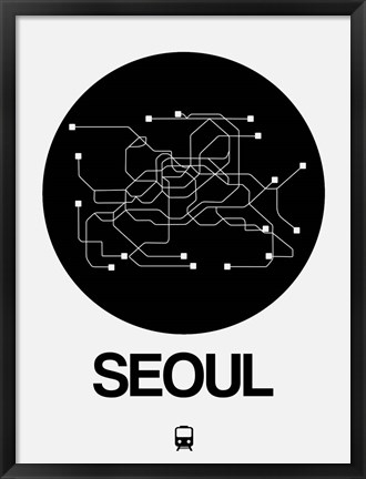 Framed Seoul Black Subway Map Print