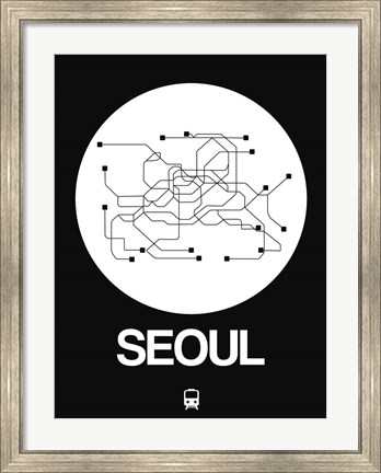 Framed Seoul White Subway Map Print