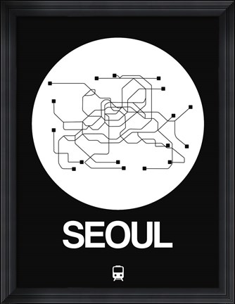 Framed Seoul White Subway Map Print