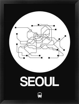 Framed Seoul White Subway Map Print