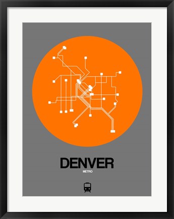 Framed Denver Orange Subway Map Print