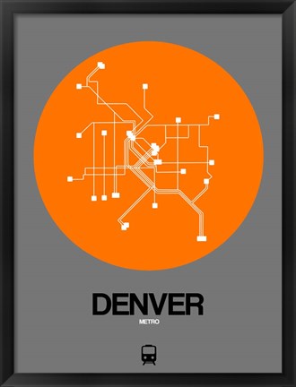 Framed Denver Orange Subway Map Print