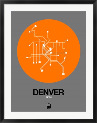 Framed Denver Orange Subway Map Print