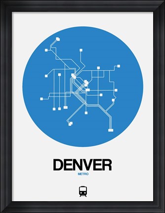 Framed Denver Blue Subway Map Print
