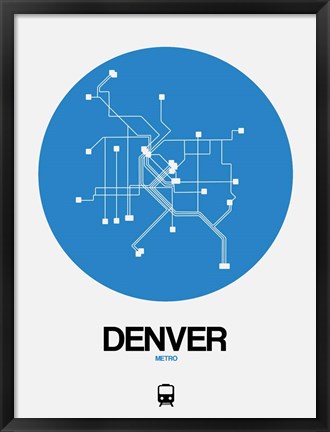 Framed Denver Blue Subway Map Print