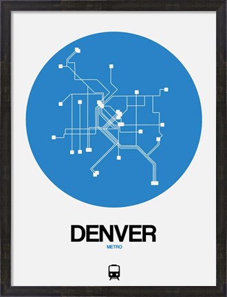 Framed Denver Blue Subway Map Print