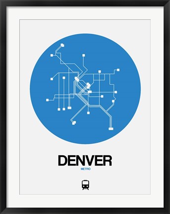 Framed Denver Blue Subway Map Print