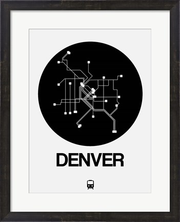 Framed Denver Black Subway Map Print