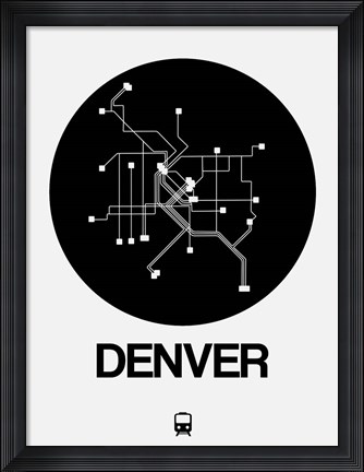 Framed Denver Black Subway Map Print