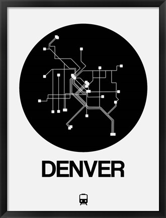 Framed Denver Black Subway Map Print