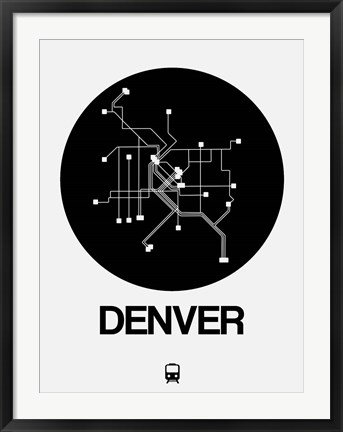 Framed Denver Black Subway Map Print