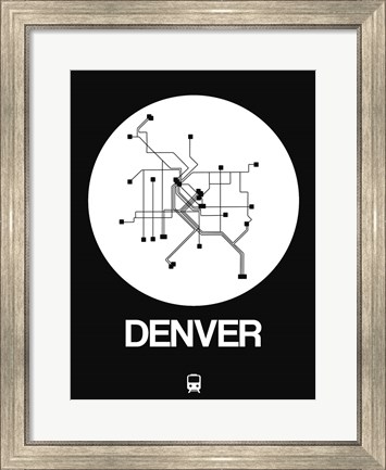 Framed Denver White Subway Map Print
