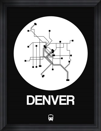 Framed Denver White Subway Map Print