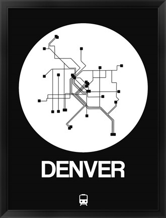 Framed Denver White Subway Map Print